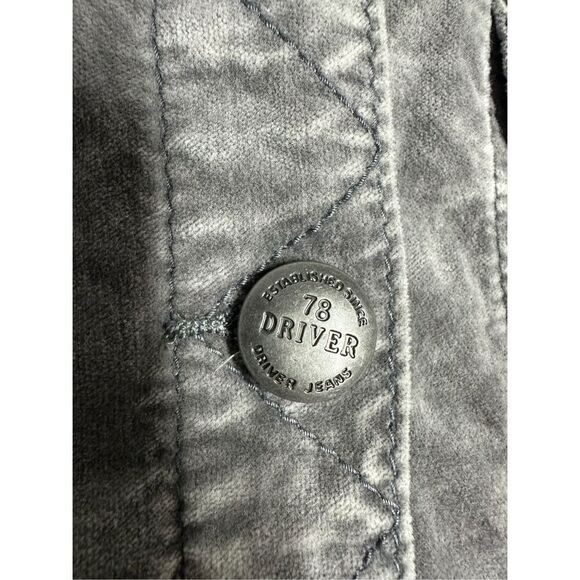 Rare Driver Velour Denim Construction Acid Washed Effect Jacket Size XL Gray - Picture 3 of 14
